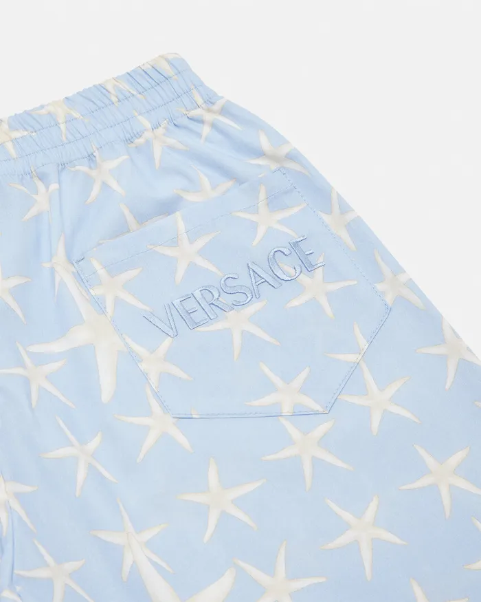 Versace Stella Marina Bermuda Shorts Light Blue Kids Pants