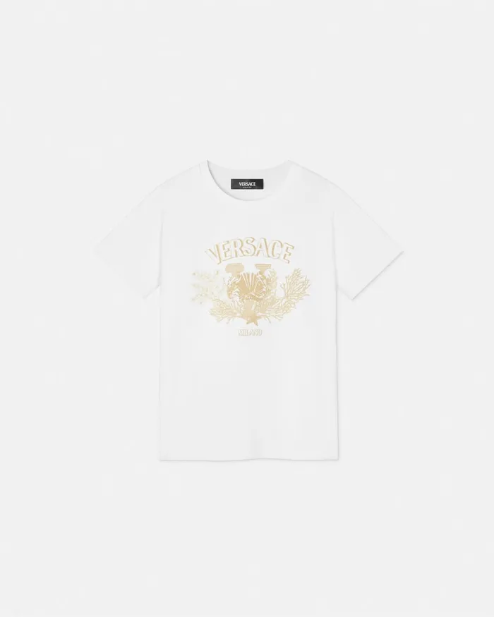 Versace University Coral TShirt White Kids Shirts and Tshirts