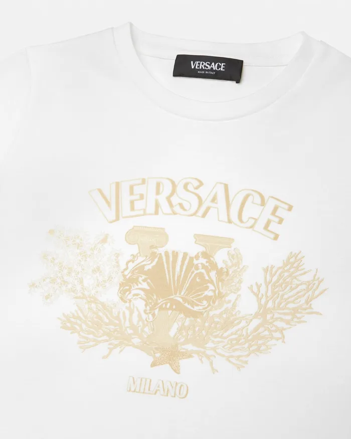 Versace University Coral TShirt White Kids Shirts and Tshirts