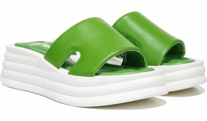 Wedge Sandals Women Franco Sarto Sarto Vina Platform Slide Sandal Acid Green Leather