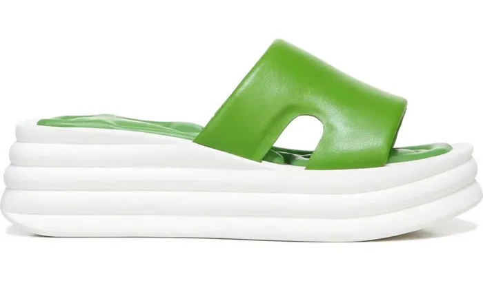 Wedge Sandals Women Franco Sarto Sarto Vina Platform Slide Sandal Acid Green Leather