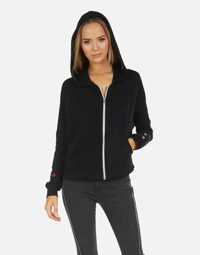 Women039s Destiny LA Hand Elements Black Lauren Moshi Hoodies