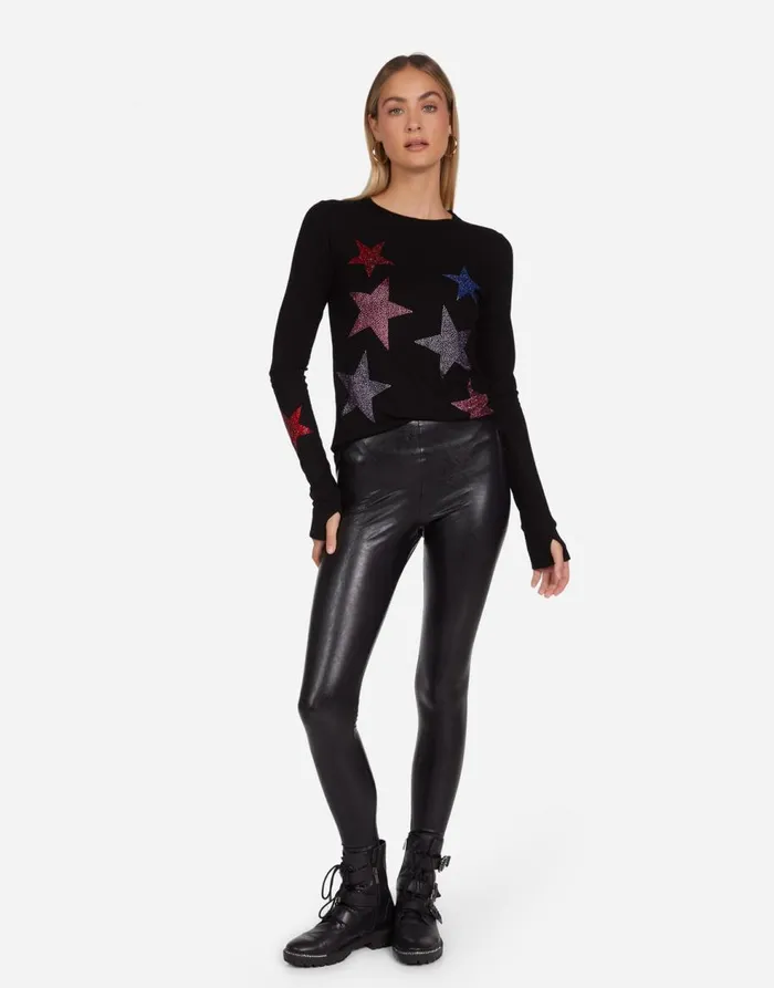 Women039s McKinley Color Crystal Multi Stars Black Lauren Moshi Long Sleeve