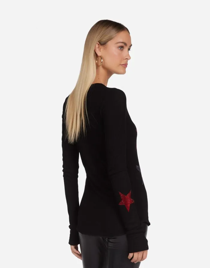 Women039s McKinley Color Crystal Multi Stars Black Lauren Moshi Long Sleeve