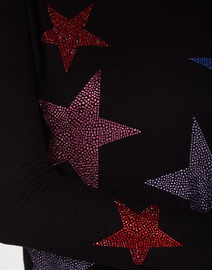 Women039s McKinley Color Crystal Multi Stars Black Lauren Moshi Long Sleeve