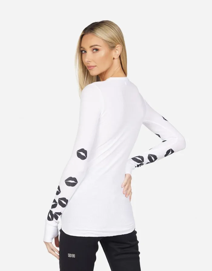 Women039s McKinley Scattered Lip White Lauren Moshi Long Sleeve