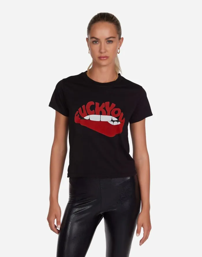 Women039s Ursula F You Biting Lip Black Lauren Moshi Short Sleeve