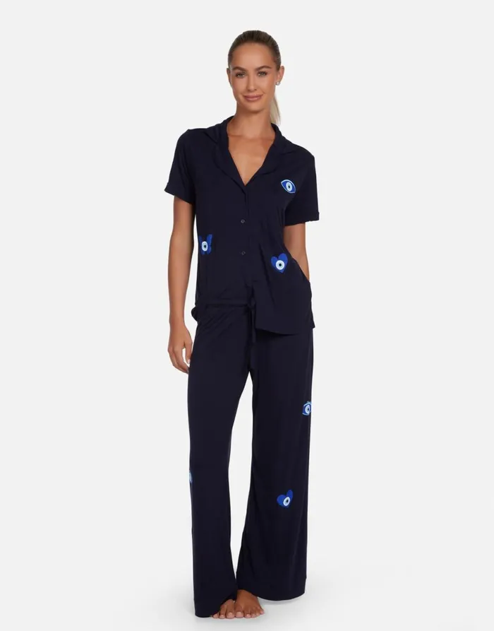 Women039s Waverly Chain Evil Eye Navy Lauren Moshi Short Sleeve