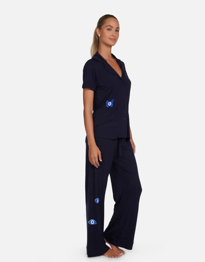 Women039s Waverly Chain Evil Eye Navy Lauren Moshi Short Sleeve