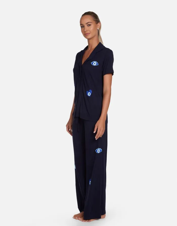 Women039s Waverly Chain Evil Eye Navy Lauren Moshi Short Sleeve
