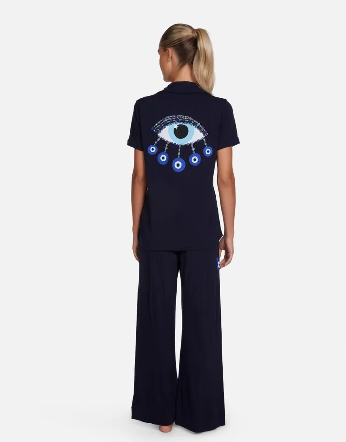 Women039s Waverly Chain Evil Eye Navy Lauren Moshi Short Sleeve