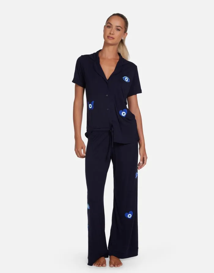 Women039s Waverly Chain Evil Eye Navy Lauren Moshi Short Sleeve