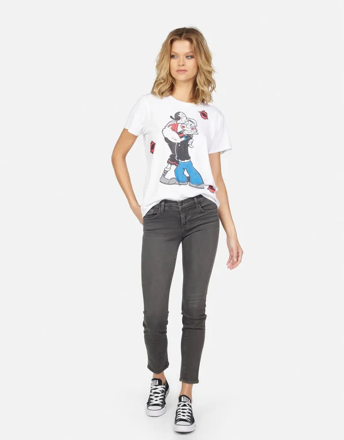 Women039s Wolf Popeye U0026 Olive Oyl White Lauren Moshi Short Sleeve