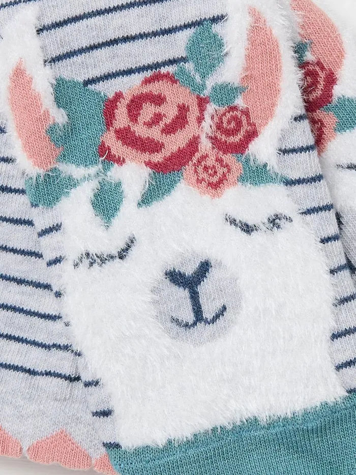 Women 3 For 2 Socks Fat Face Grey Llama Toe Socks 1 Pack Size 47