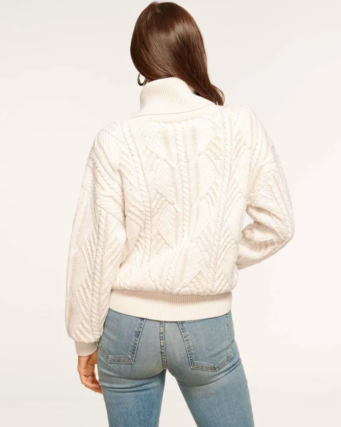 Women Annabelle Embellished Turtleneck Sweater Ivory Bedazzled Ramy Brook Tops Women Annabelle Embellished Turtleneck Sweater Ivory Bedazzled Ramy Brook Tops