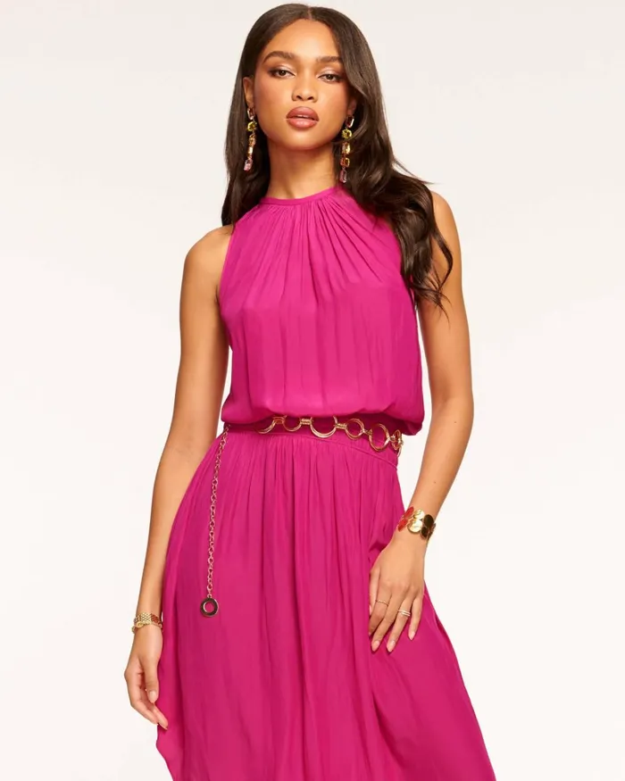 Women Audrey Smocked Midi Dress Cabernet Ramy Brook Dresses Women Audrey Smocked Midi Dress Cabernet Ramy Brook Dresses