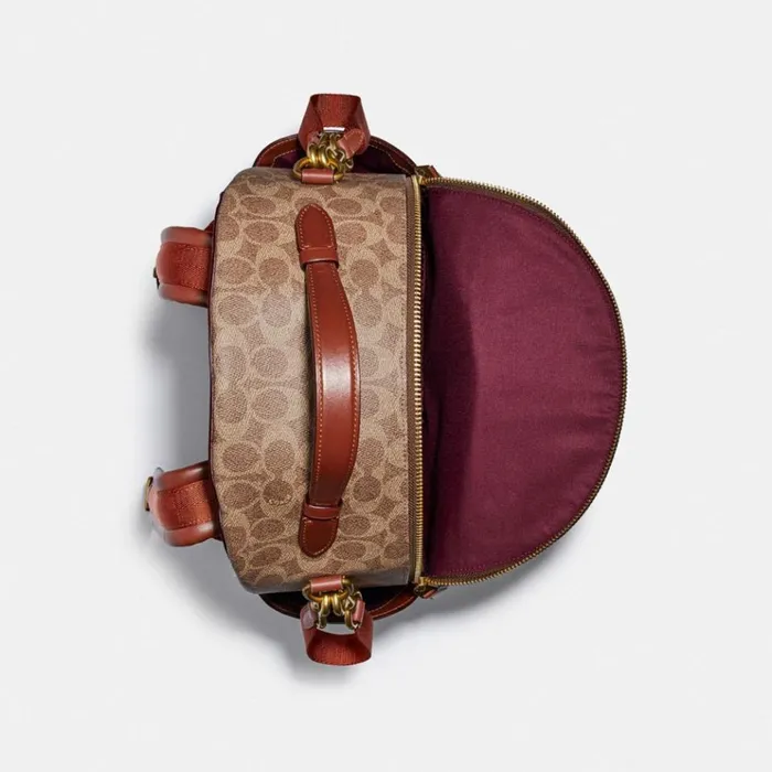 Women Backpacks Coach Baby Backpack In Signature Canvas Brasstanrust