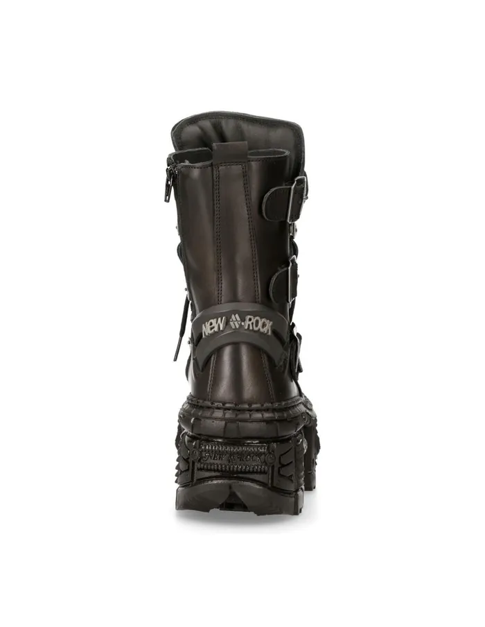 Women Boot Black Tank MWall130bS2 New Rock Platform Women Boot Black Tank MWall130bS2 New Rock Platform