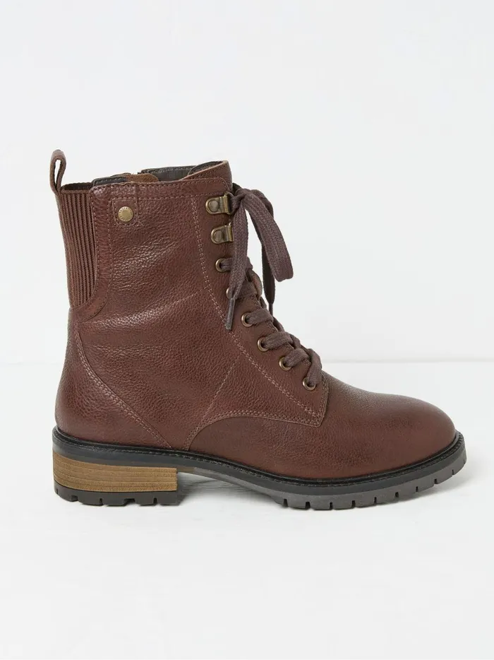 Women Boots Fat Face Margot Brown LaceUp Boots