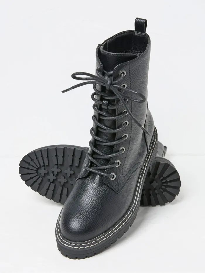 Women Boots Fat Face Violet Black Chunky Pu Boots
