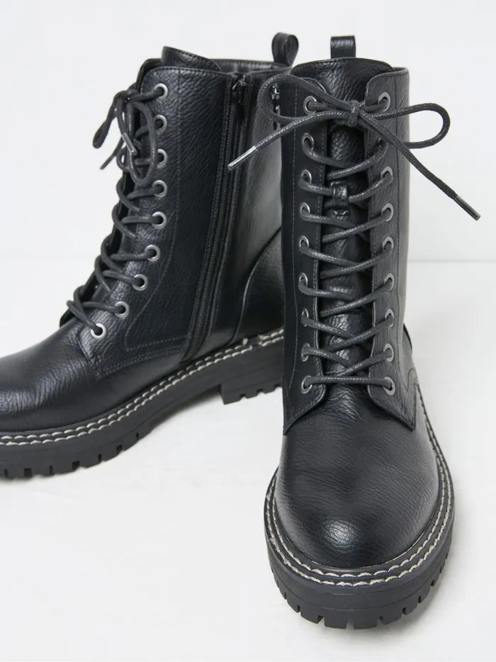 Women Boots Fat Face Violet Black Chunky Pu Boots