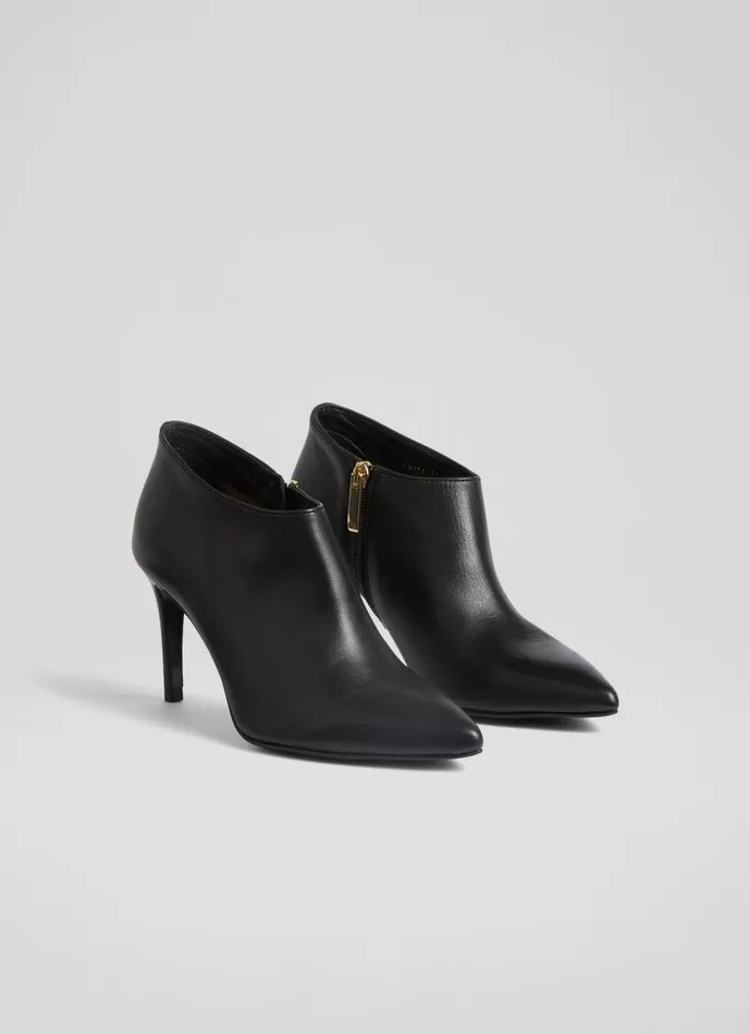 Women Boots LKBennett Elle Black Leather Shoe Boots Black
