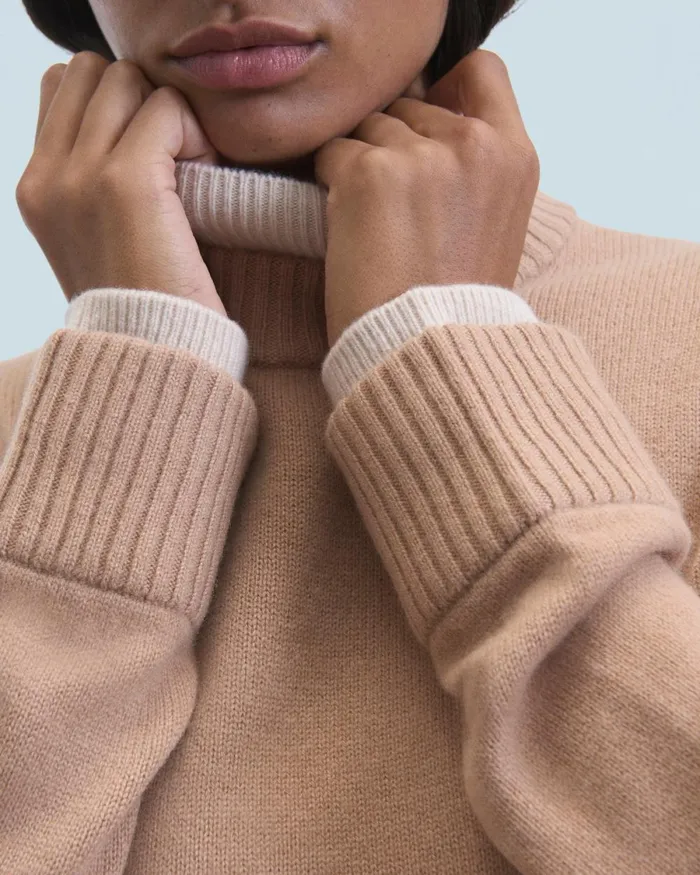 Women Cashmere Sweaters From Future Mock Neck Sweater Camel