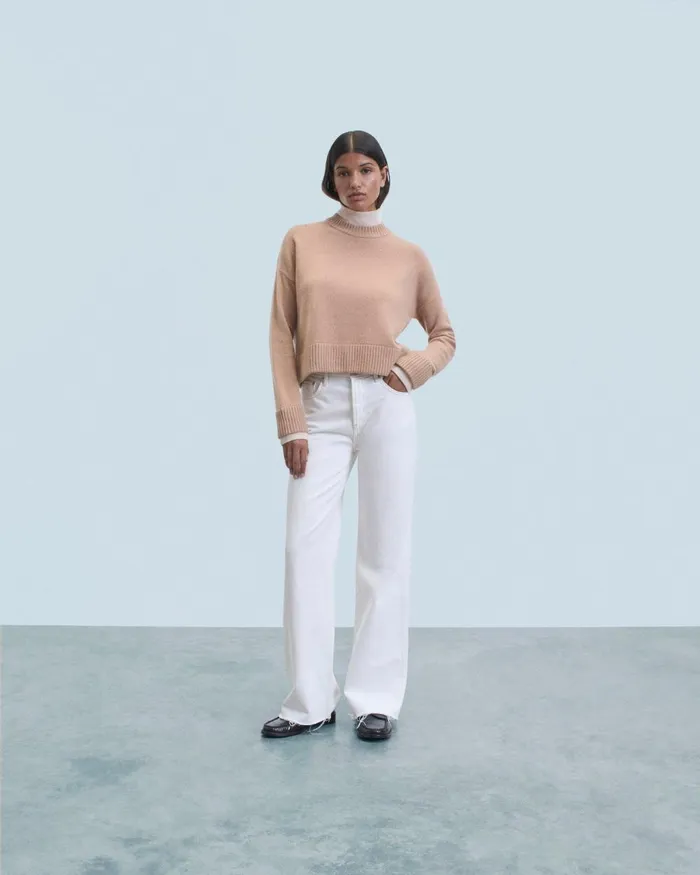 Women Cashmere Sweaters From Future Mock Neck Sweater Camel
