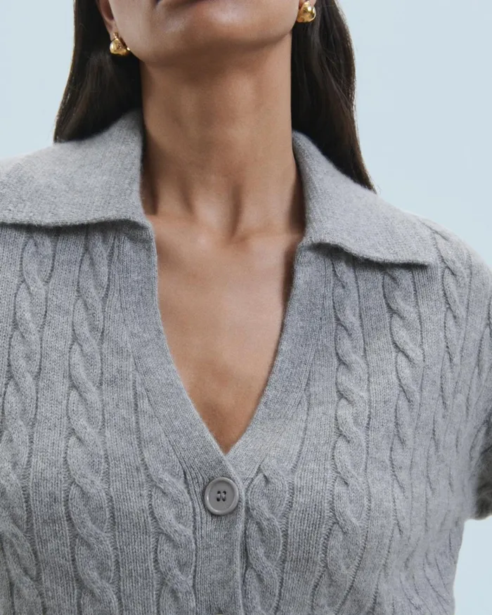 Women Cashmere Sweaters From Future Ribbed Cardigan Sweater Dark Heather Gray