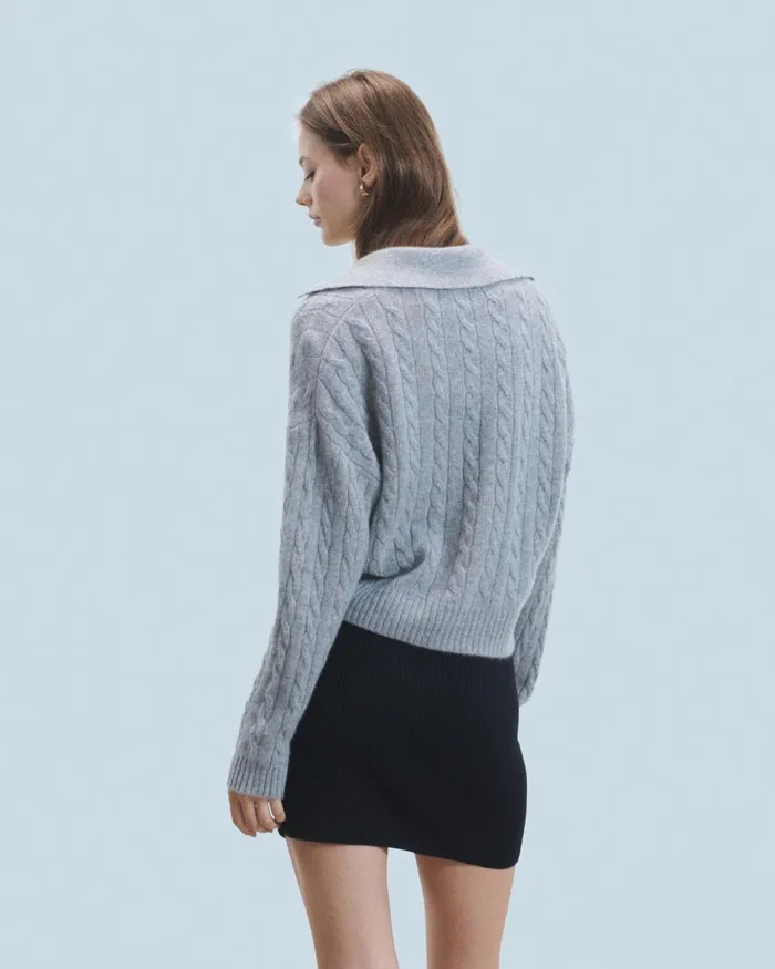Women Cashmere Sweaters From Future Ribbed Cardigan Sweater Dark Heather Gray