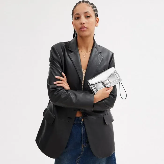 Women Clutches Coach Tabby Crossbody Wristlet Silversilver