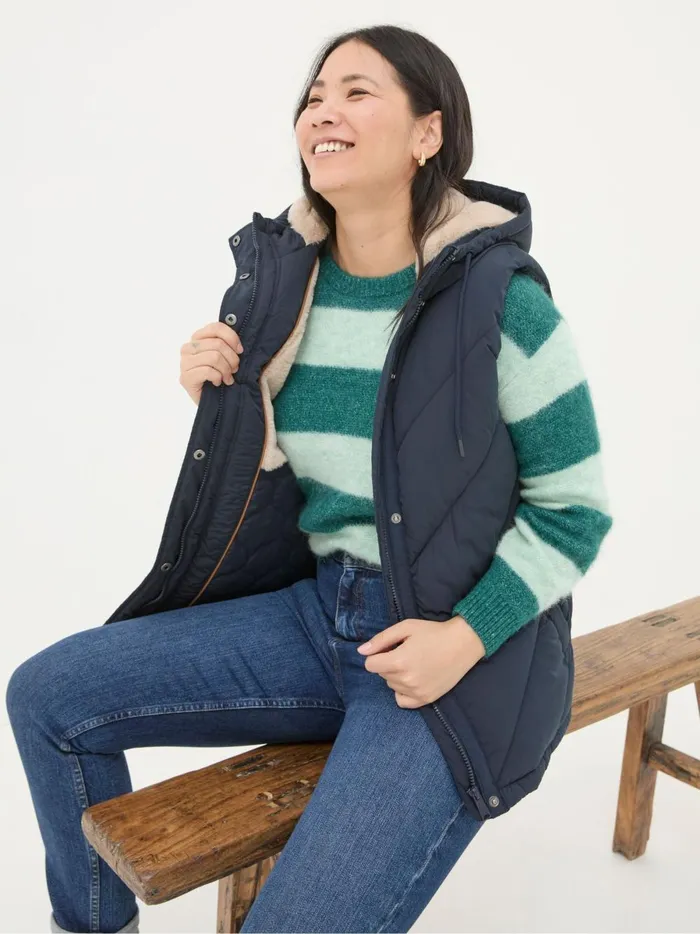 Women Coats and Jackets Fat Face Gem Navy Puffer Gilet
