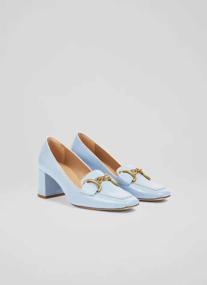 Women Court Shoes LKBennett Samantha Blue Crinkle Patent SnaffleDetail Courts Wedgewood Women Court Shoes LKBennett Samantha Blue Crinkle Patent SnaffleDetail Courts Wedgewood