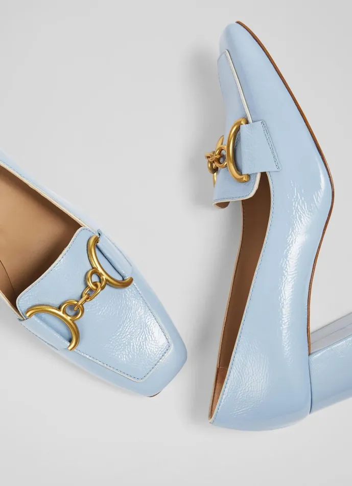 Women Court Shoes LKBennett Samantha Blue Crinkle Patent SnaffleDetail Courts Wedgewood Women Court Shoes LKBennett Samantha Blue Crinkle Patent SnaffleDetail Courts Wedgewood