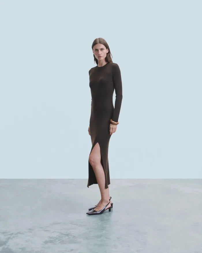 Women Dresses and Jumpsuits From Future Long Dress With Long Sleeves Chocolate