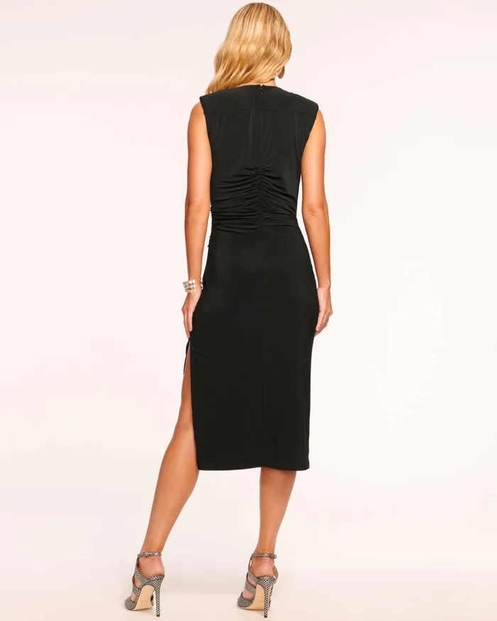 Women Elena Ruched Midi Dress Black Ramy Brook Dresses