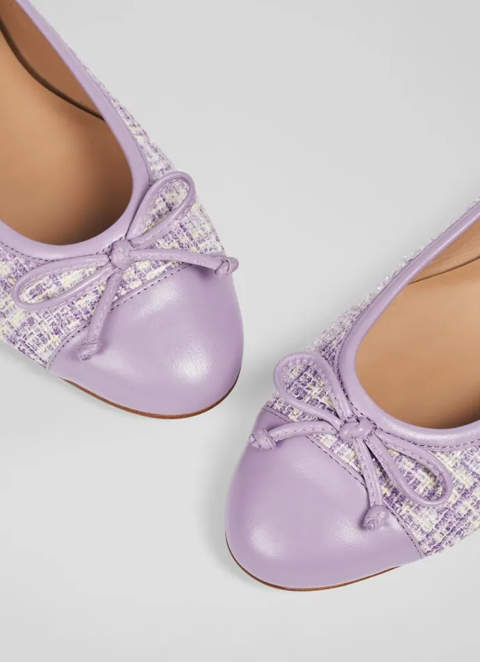 Women Flats LKBennett Kara Lilac Tweed And Leather Toe Cap Ballet Pumps Amethyst Women Flats LKBennett Kara Lilac Tweed And Leather Toe Cap Ballet Pumps Amethyst