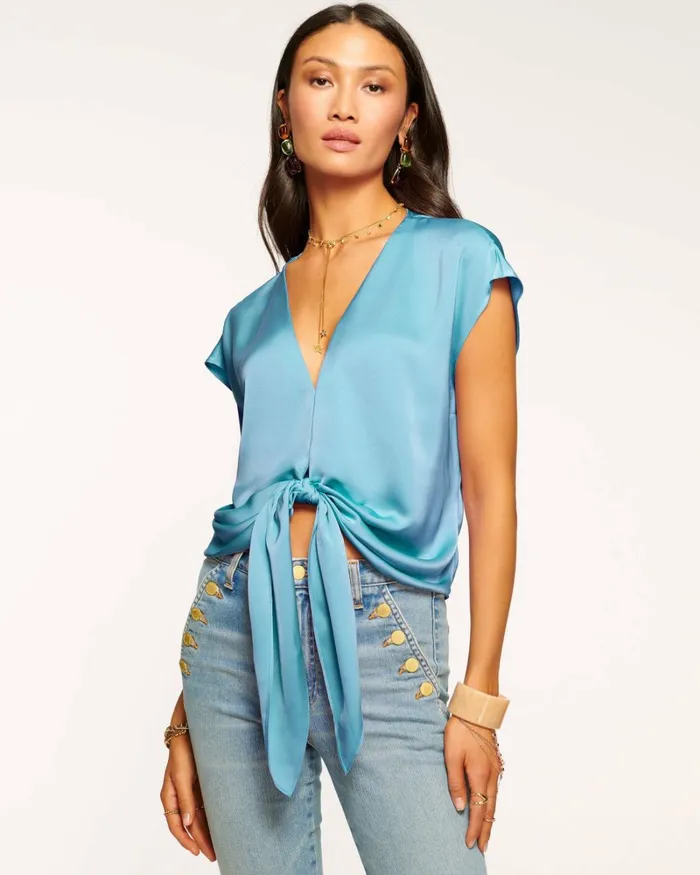 Women Hazel Front Tie Top Black Ramy Brook Tops Women Hazel Front Tie Top Black Ramy Brook Tops
