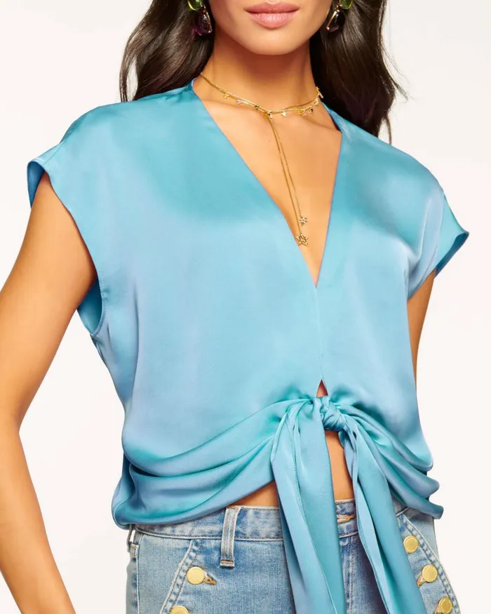Women Hazel Front Tie Top Black Ramy Brook Tops Women Hazel Front Tie Top Black Ramy Brook Tops