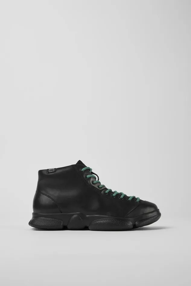 Women Karst Black Leather Sneakers Camper Ankle Boots