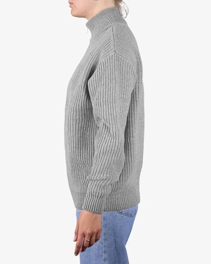 Women Knit Sweaters Colorful Standard Merino Quarter Zip Navy Blue