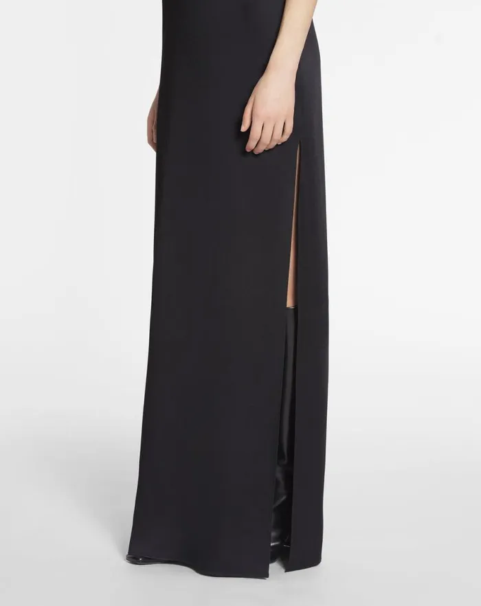 Women Lanvin Dresses Asymmetrical Ribbon Dress Black Women Lanvin Dresses Asymmetrical Ribbon Dress Black