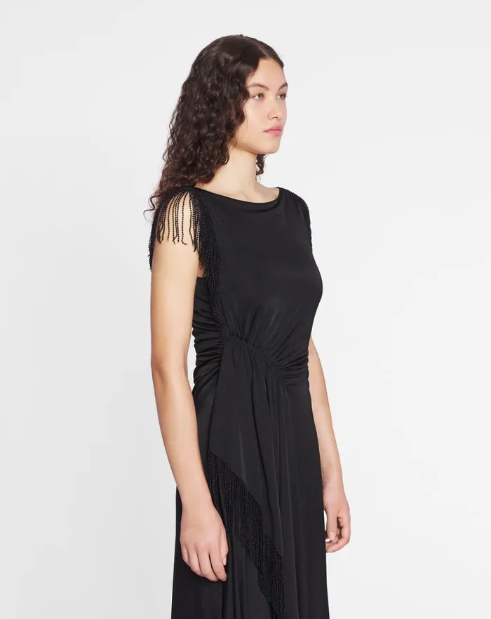 Women Lanvin Dresses Embroidered Sleeveless Dress Black