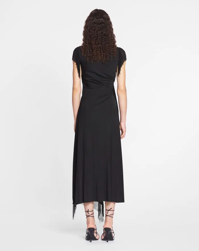 Women Lanvin Dresses Embroidered Sleeveless Dress Black