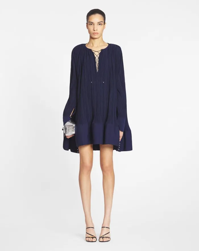 Women Lanvin Dresses Flared Pleated Dress Japanese Ink