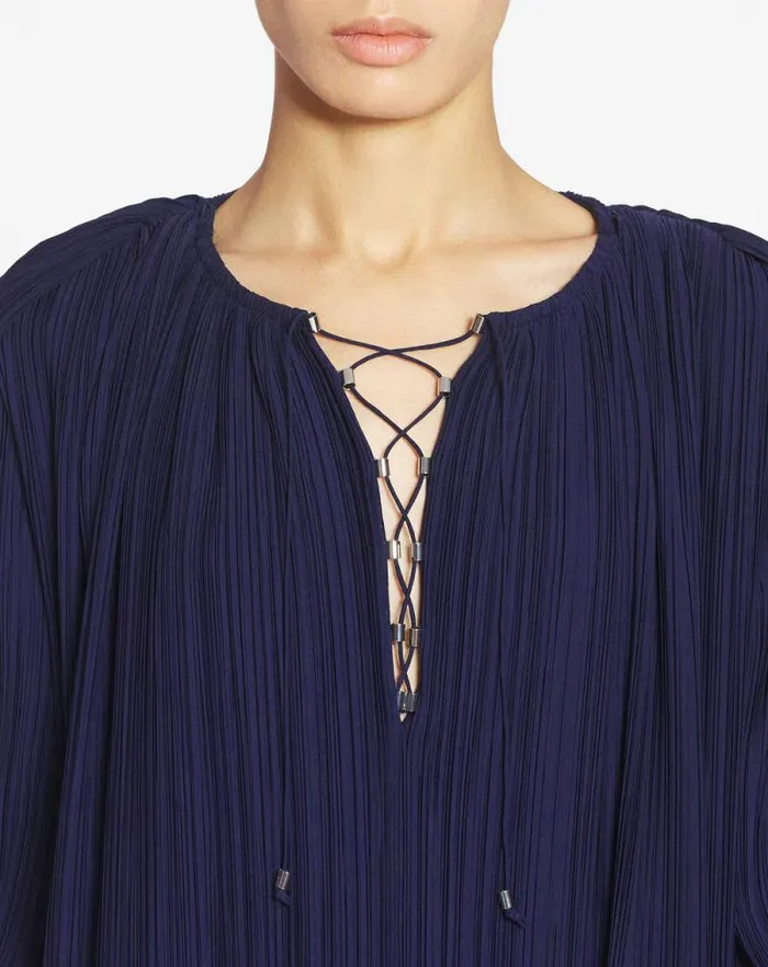 Women Lanvin Dresses Flared Pleated Dress Japanese Ink