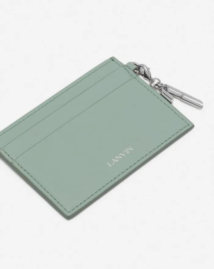 Women Lanvin Wallets and Small Leather Goods Squence Leather Cardholder Vert De Gris Women Lanvin Wallets and Small Leather Goods Squence Leather Cardholder Vert De Gris