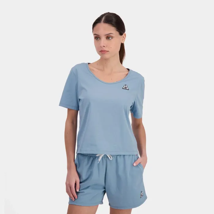Women Le Coq Sportif Tshirts Polos Shirts And Tops Essentiels Tshirt Femme Faded Denim