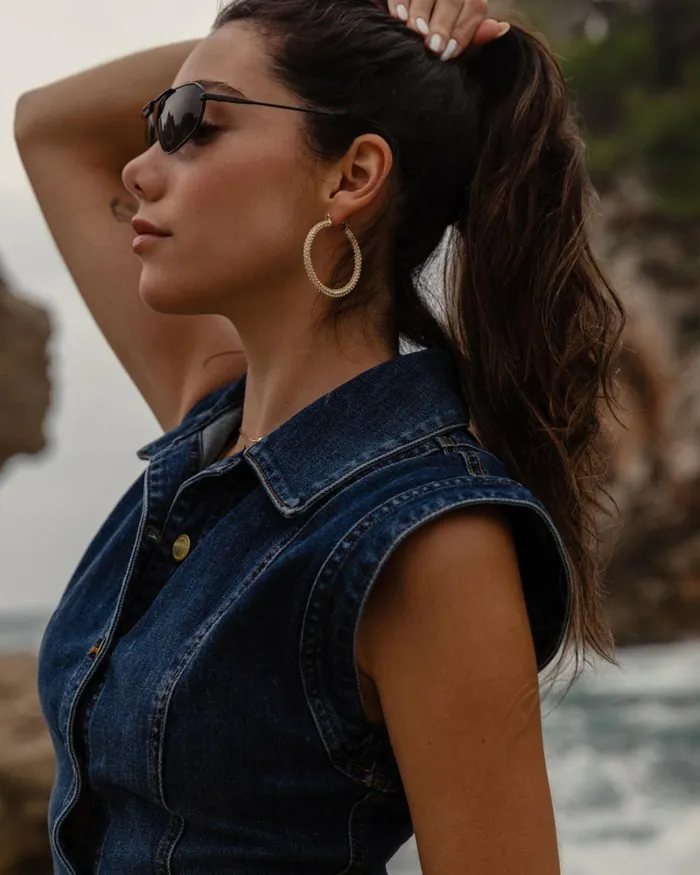 Women Lolita Denim Mini Dress Bleach Ramy Brook Dresses