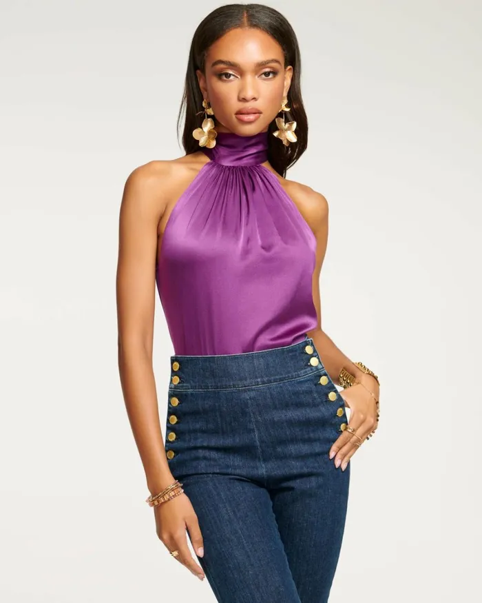 Women Lori High Neck Tank Top Sandstone Ramy Brook Tops Women Lori High Neck Tank Top Sandstone Ramy Brook Tops